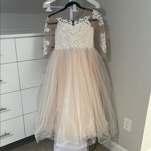 Elegant Cream Lace Kids Dress